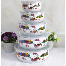 special decal enamel ice bowl with PE lids